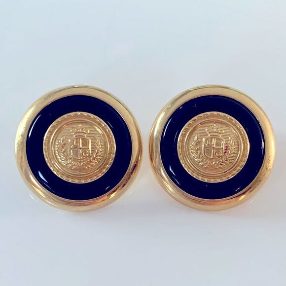 Vintage Liz Claiborne Crest Earrings - Picture 1 of 4
